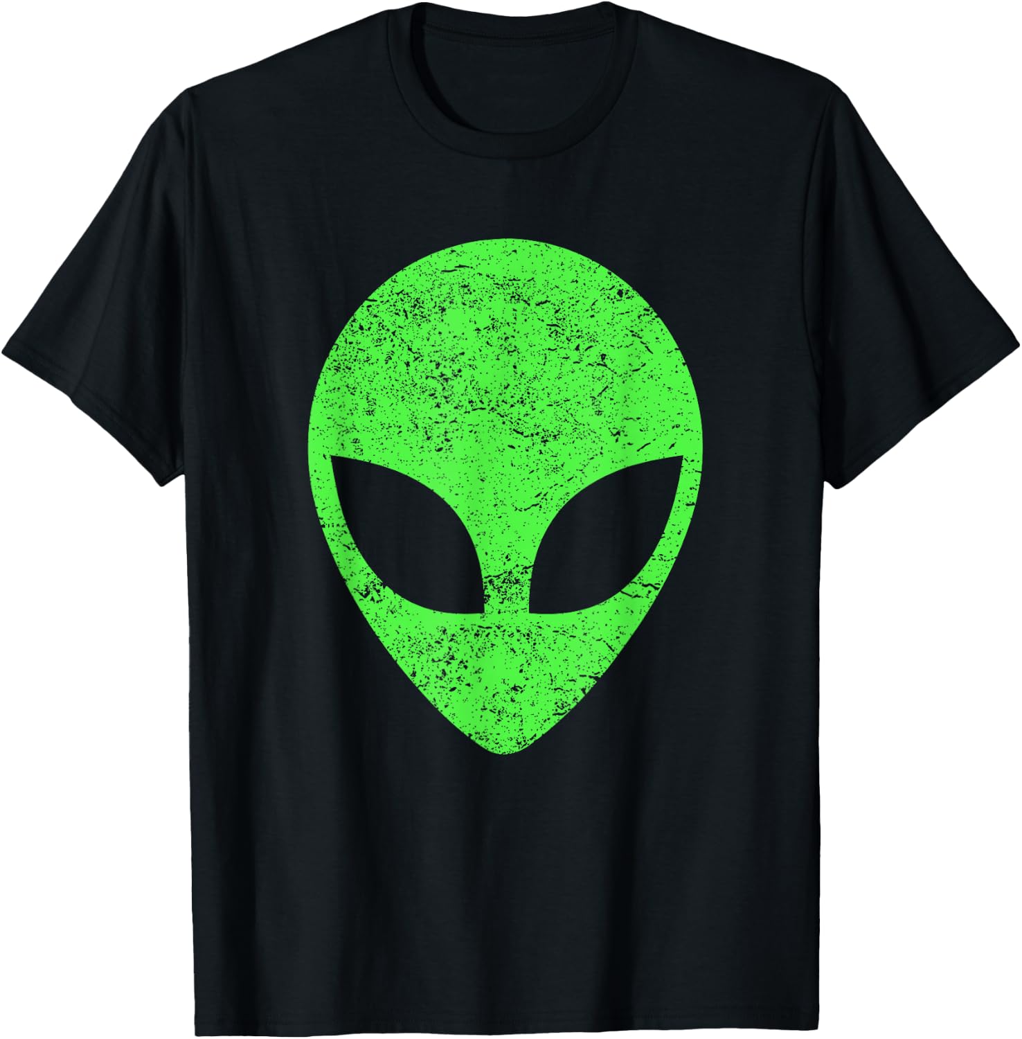 Green Alien Head Distressed Vintage Storm Area 51 T-Shirt - T-Shirt | Black