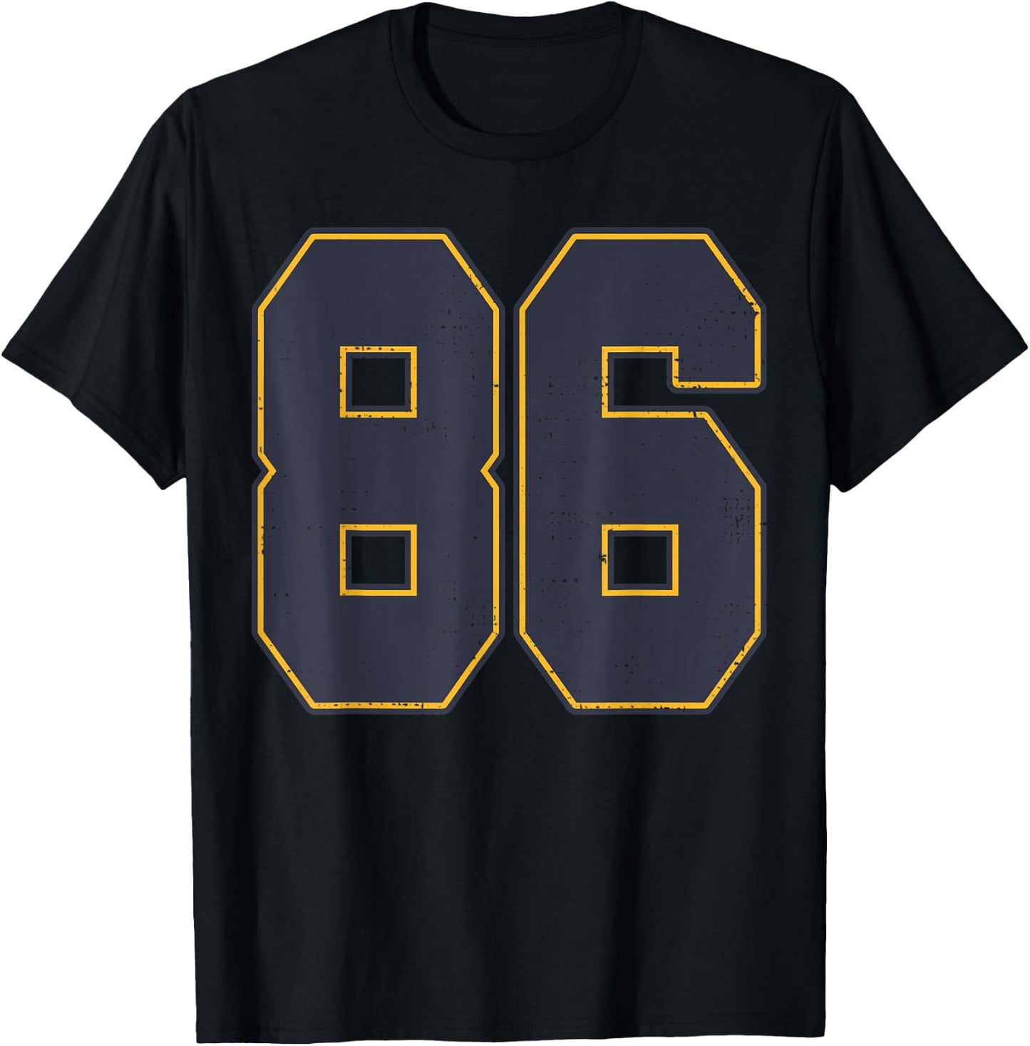 #86 Outline Number 86 Fan Varsity Sports Team Red Jersey T-Shirt - T-Shirt | Black