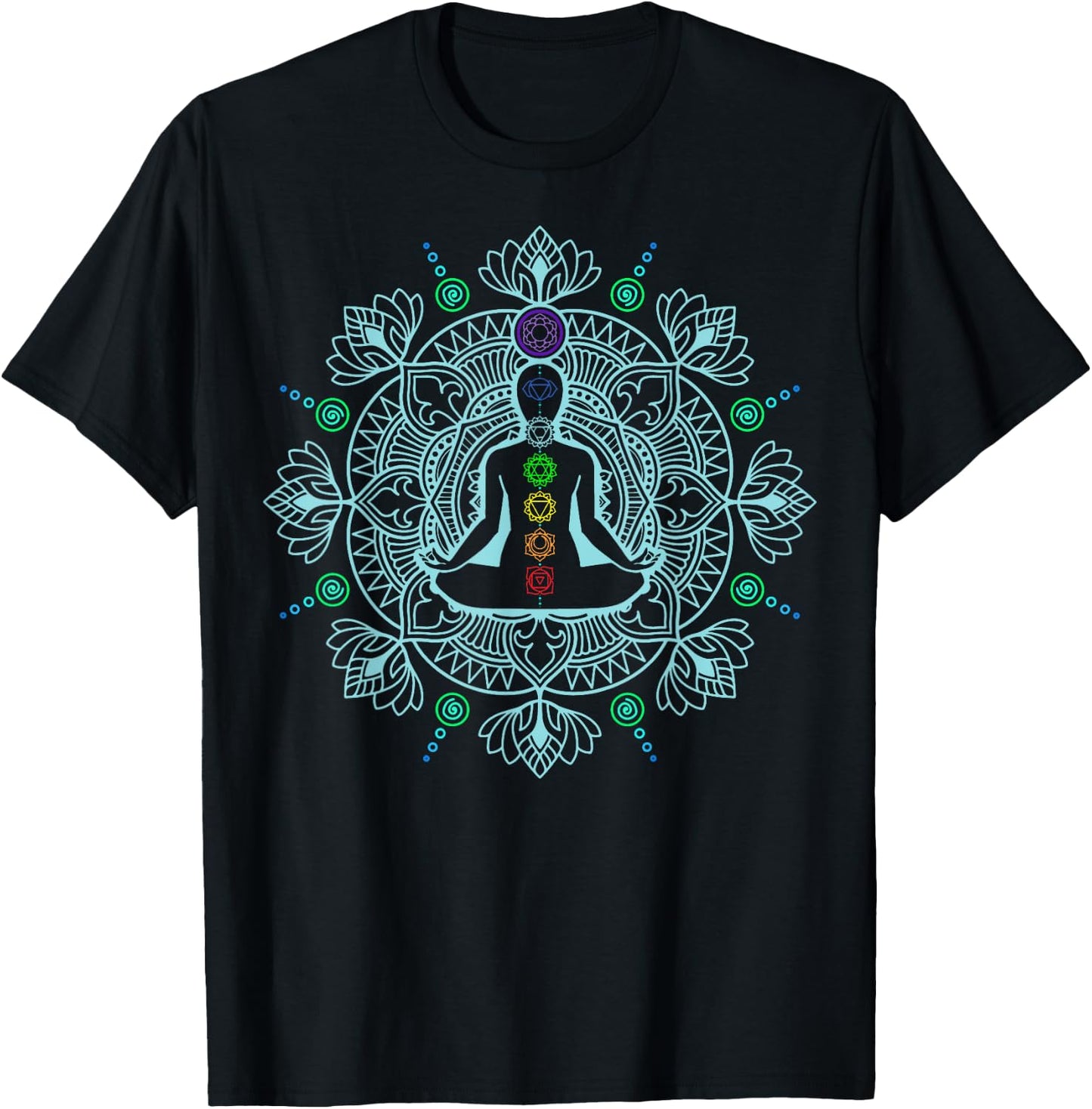 Colors of the Chakras Sacred Yoga Buddha Chakra T-Shirt - T-Shirt | Black