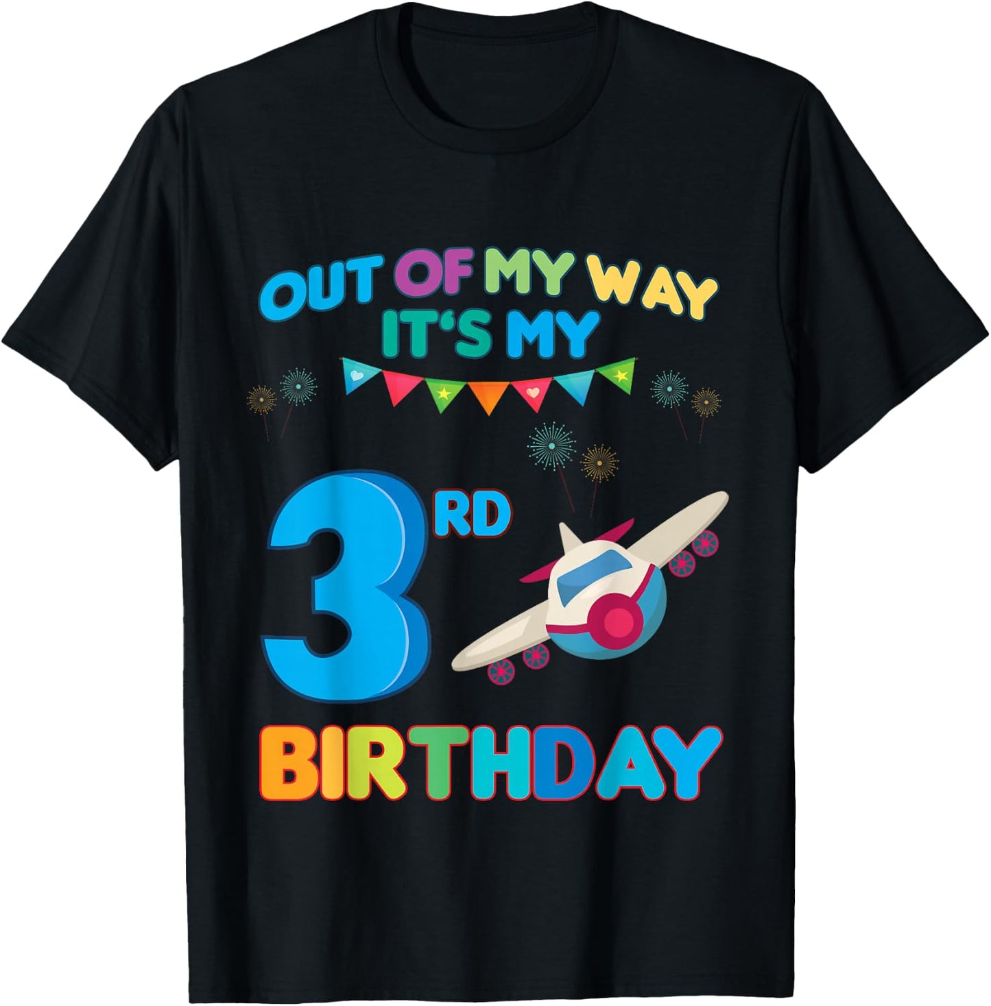 Out of my way it's my 3rd birthday aviation airplane T-Shirt - T-Shirt | Black