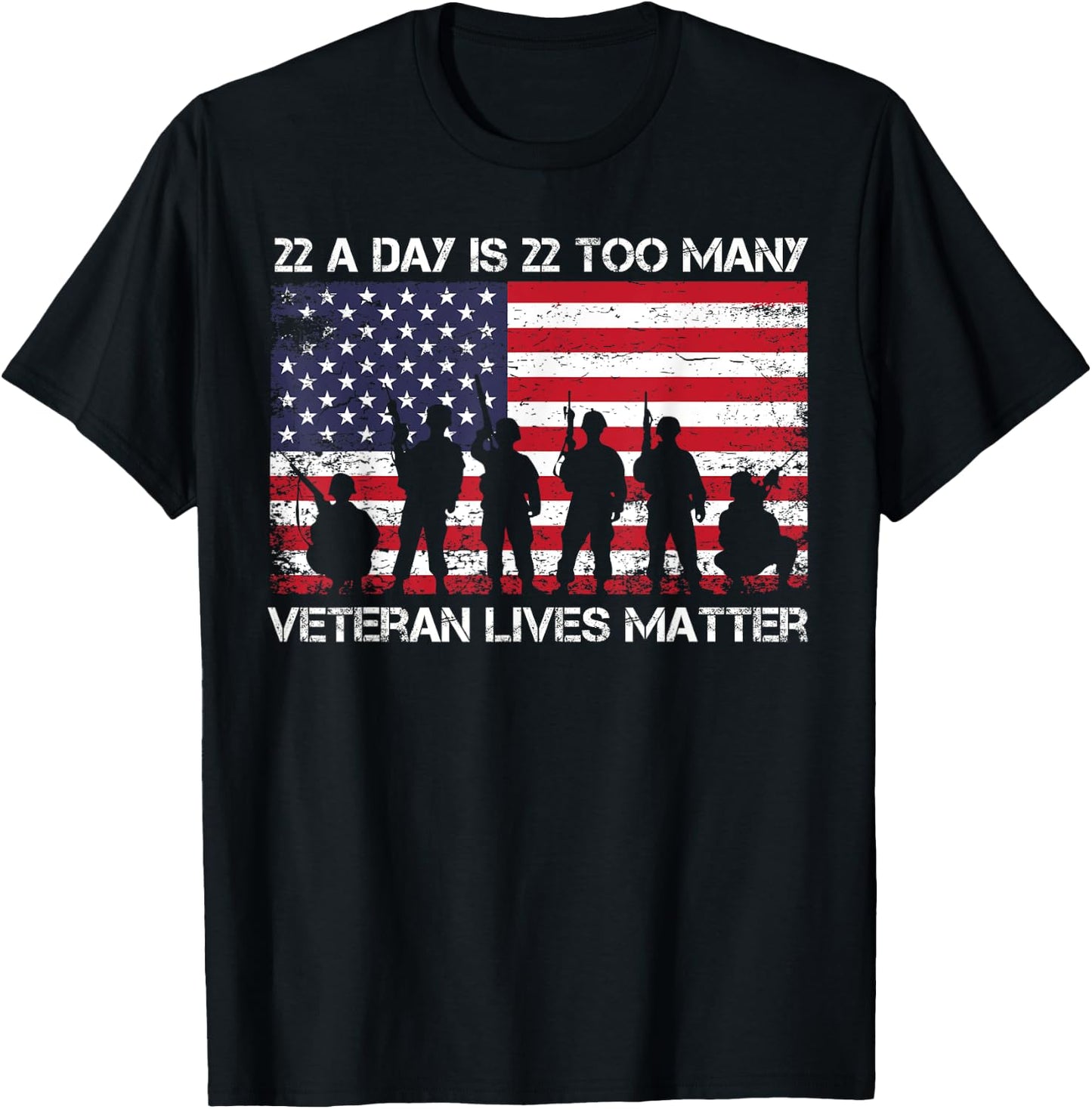 22 A Day Veteran Lives Matter T-Shirt - T-Shirt | Black