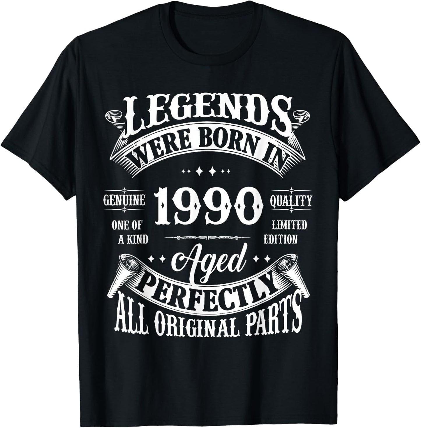 35th Birthday Vintage Legends Born In 1990 35 Years Old T-Shirt - T-Shirt | Black