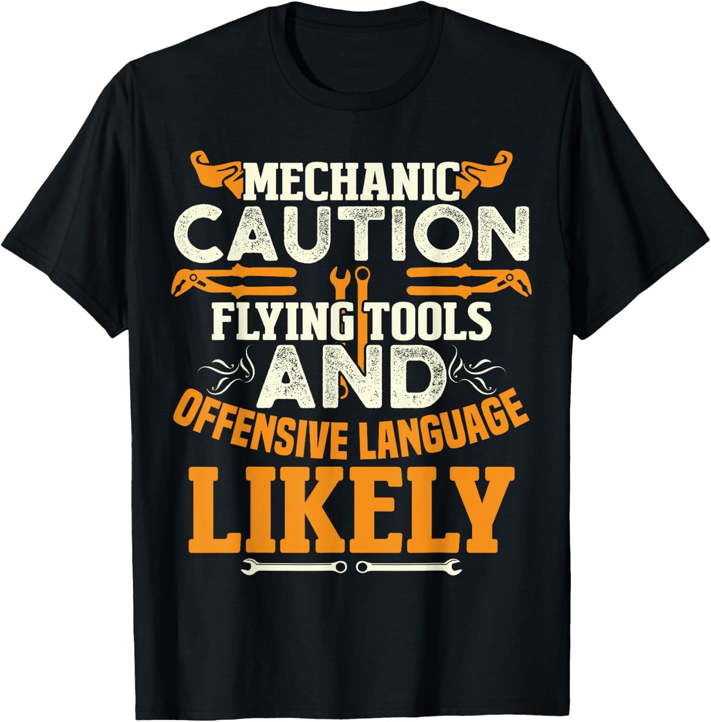 Mechanic Caution Message Funny Auto Mechanic Dad Father T-Shirt - T-Shirt | Black