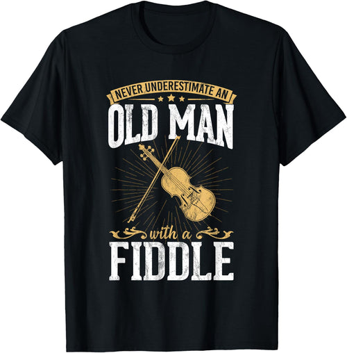 Never underestimate an old man with a violin design