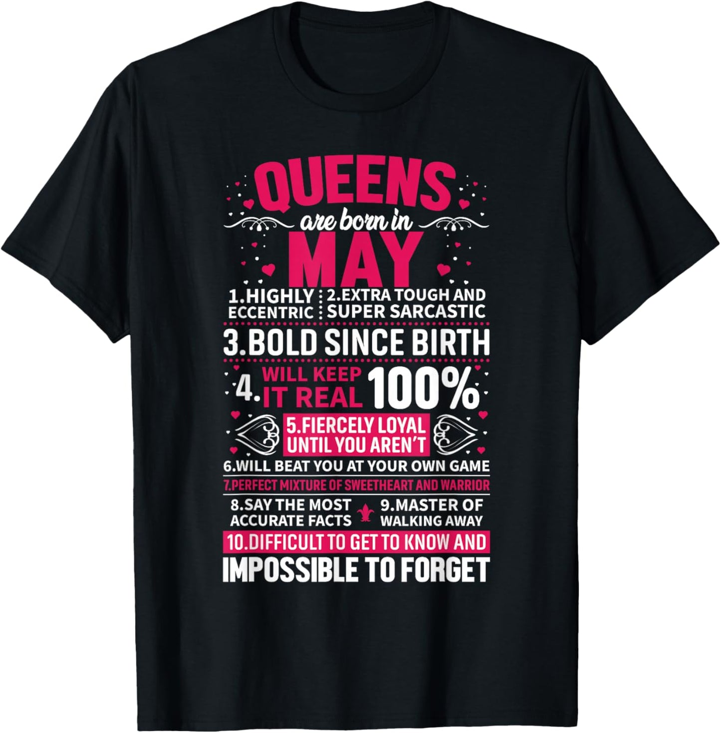 Queens Are Born in May T-Shirt - T-Shirt | Black
