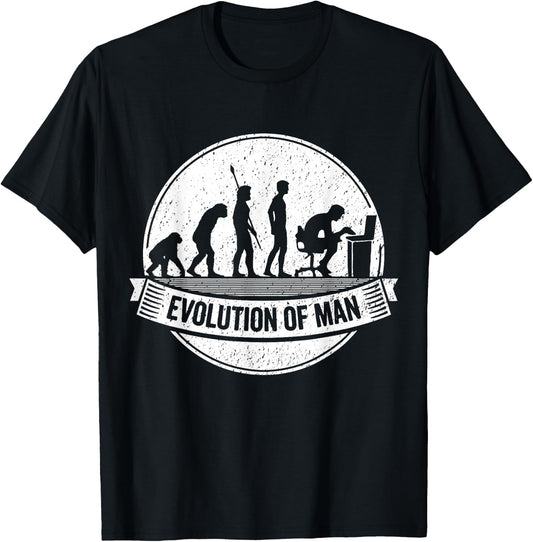 Funny Geek Shirt: Nerd Evolution Computer Laptop Coder T-Shirt - T-Shirt | Black