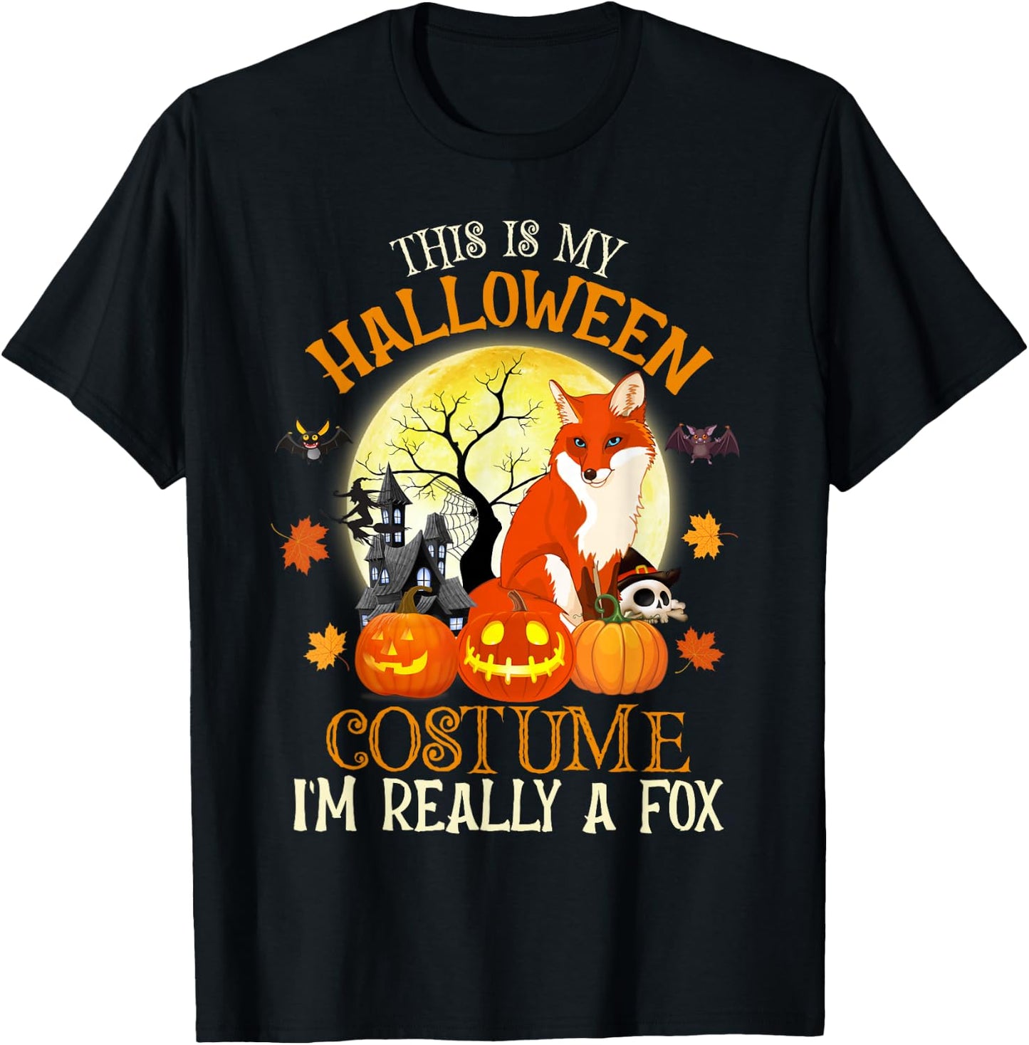 This Is My Halloween Costume I'm Really A Fox Funny Fox T-Shirt - T-Shirt | Black