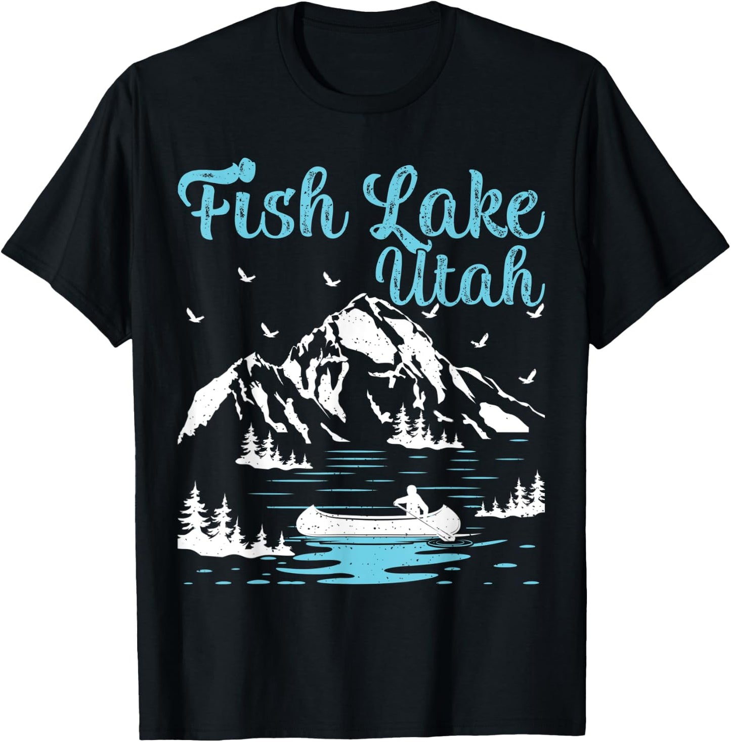 Summer Vacation Mountain Retro Utah Fish Lake Women Kids T-Shirt - T-Shirt | Black
