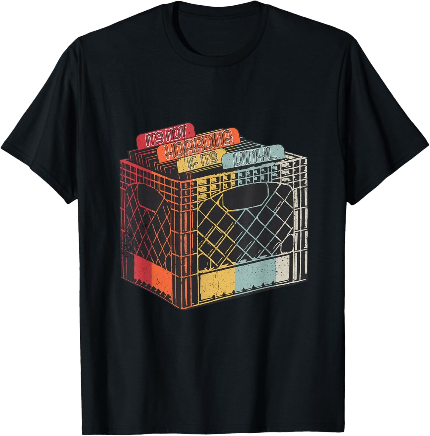 It's Not Hoarding If It's Vinyl Funny Retro Vinyl Lover T-Shirt - T-Shirt | Black