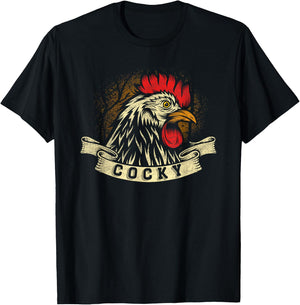 Cocky Rooster Design For Chicken Lovers T-Shirt - T-Shirt | Black
