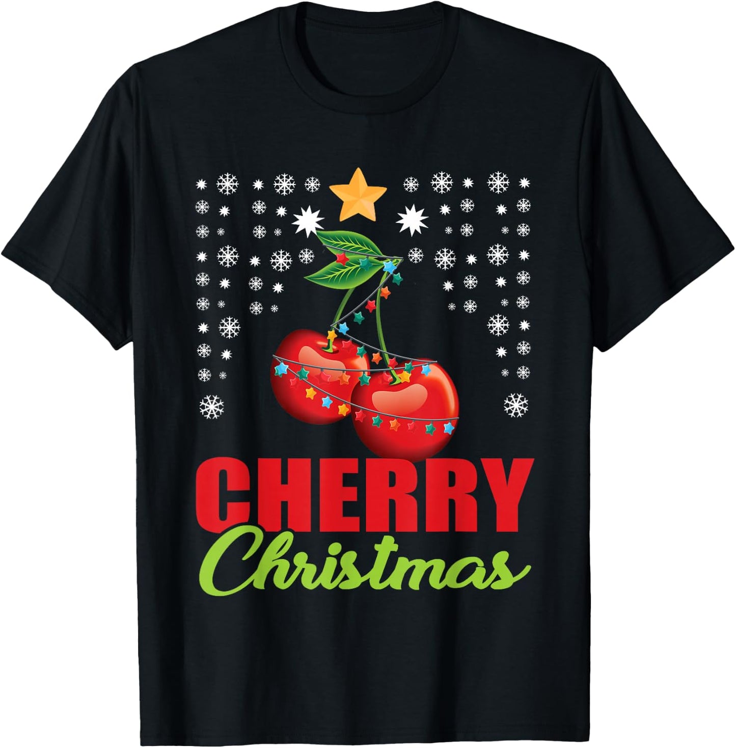 Great Cherrie Gifts Funny Fruit Lover Gift -Adults, Kids Black Modern Classic Christmas Cherry Small T-Shirt - T-Shirt | Black