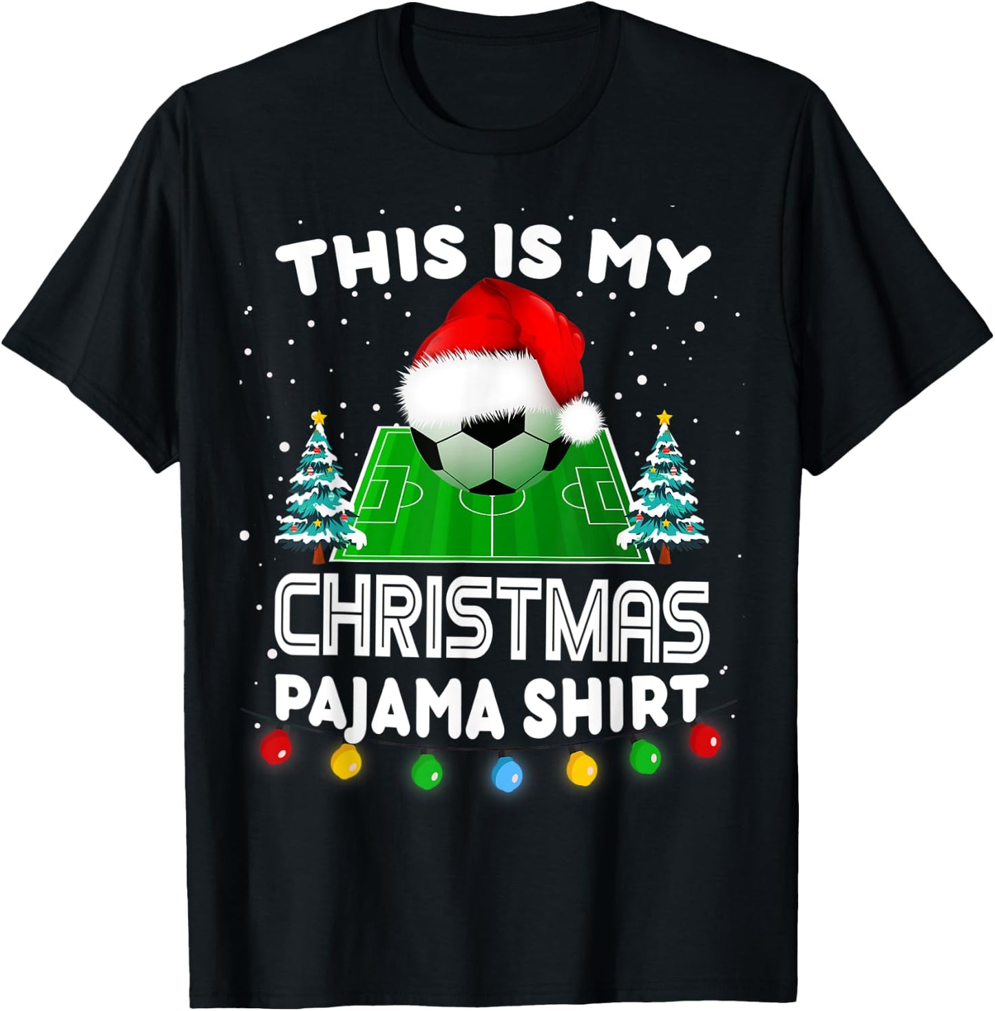 This is my Christmas Pajama shirts soccer Santa boys men T-Shirt - T-Shirt | Black