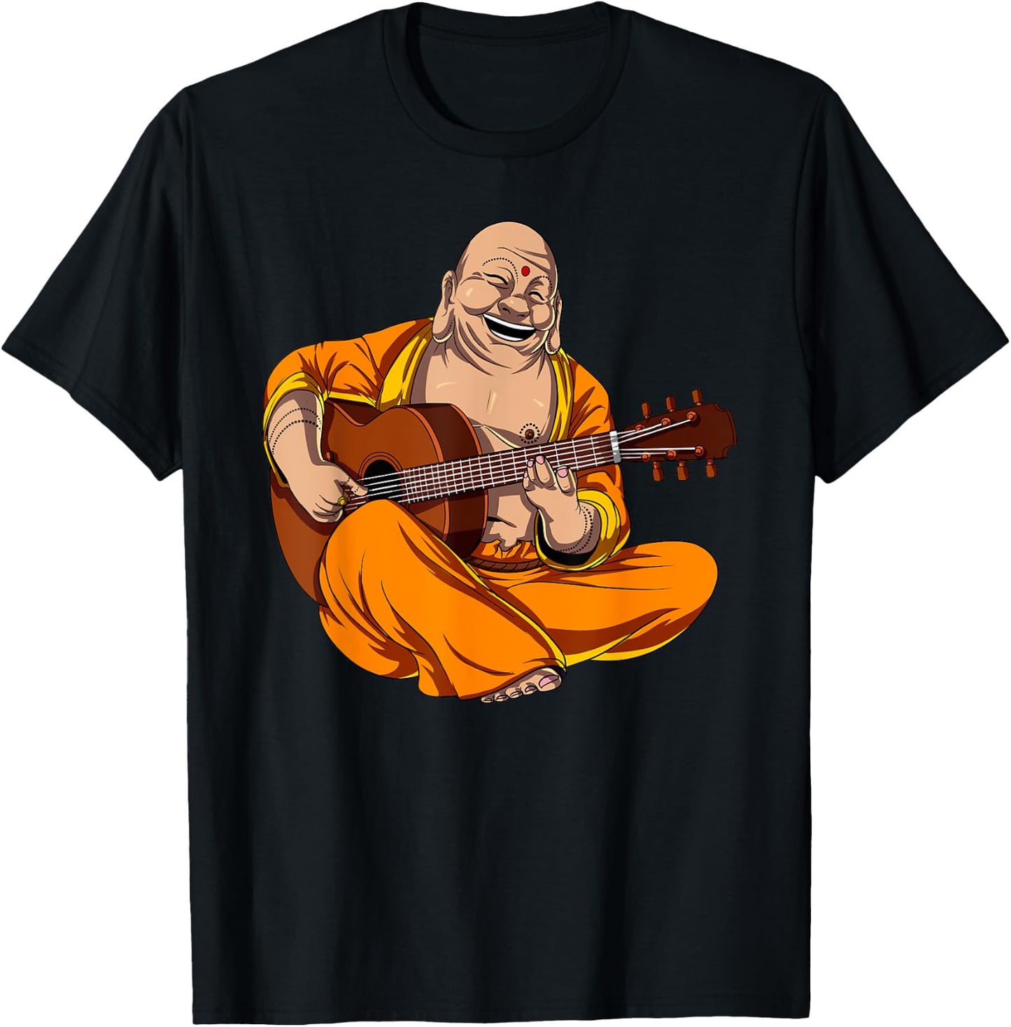 Buddha Playing Guitar Zen Yoga Meditation Funny Namaste T-Shirt - T-Shirt | Black