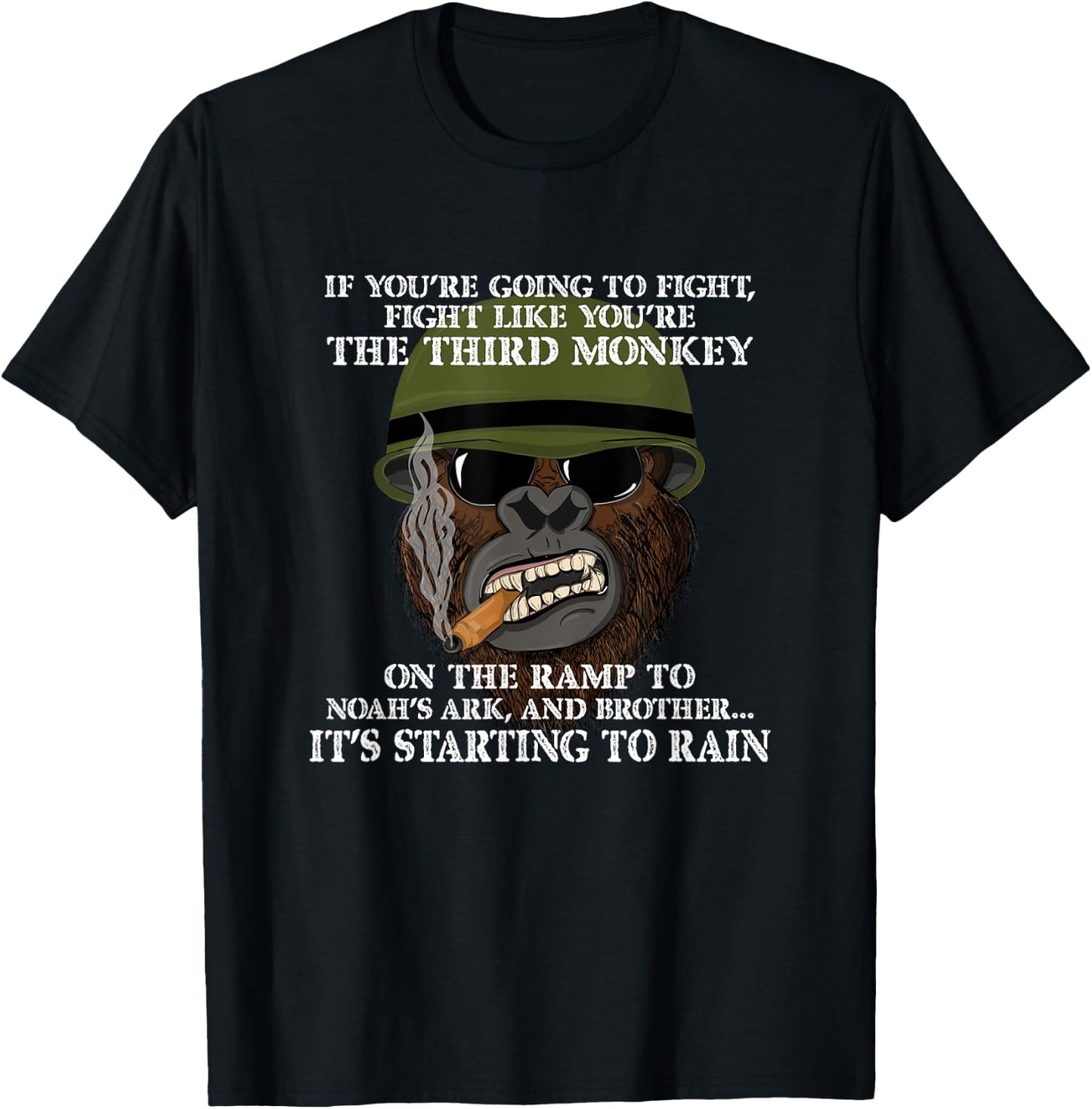 Fight Like the Third Monkey - Funny Boxing and MMA Meme T-Shirt - T-Shirt | Black