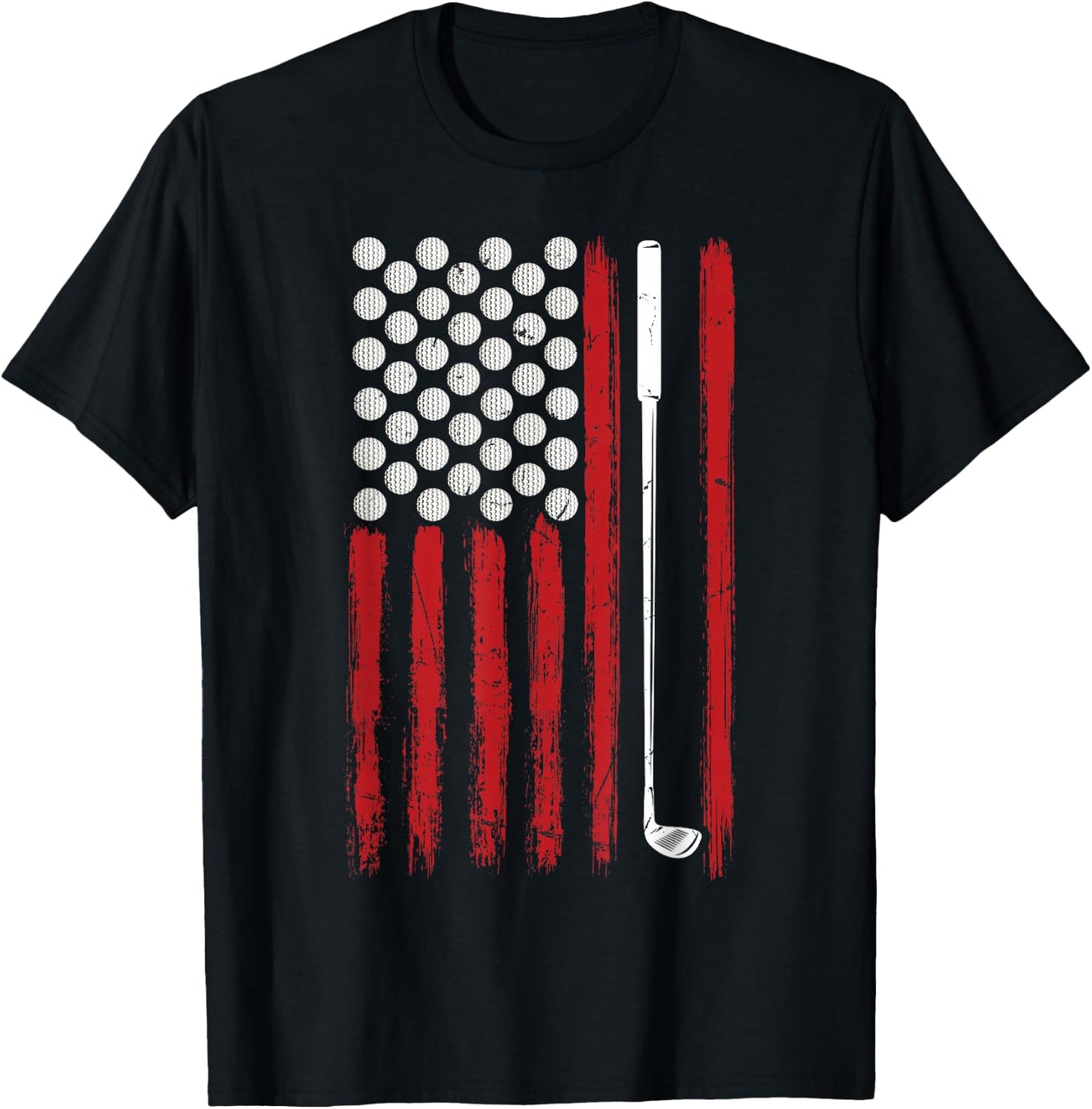 American Flag Golfing Golf Women Men T-Shirt - T-Shirt | Black