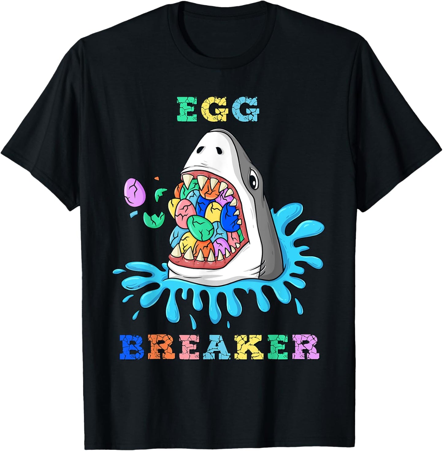 Egg Breaker Shark Easter Funny Boys Girls Kids T-Shirt - T-Shirt | Black