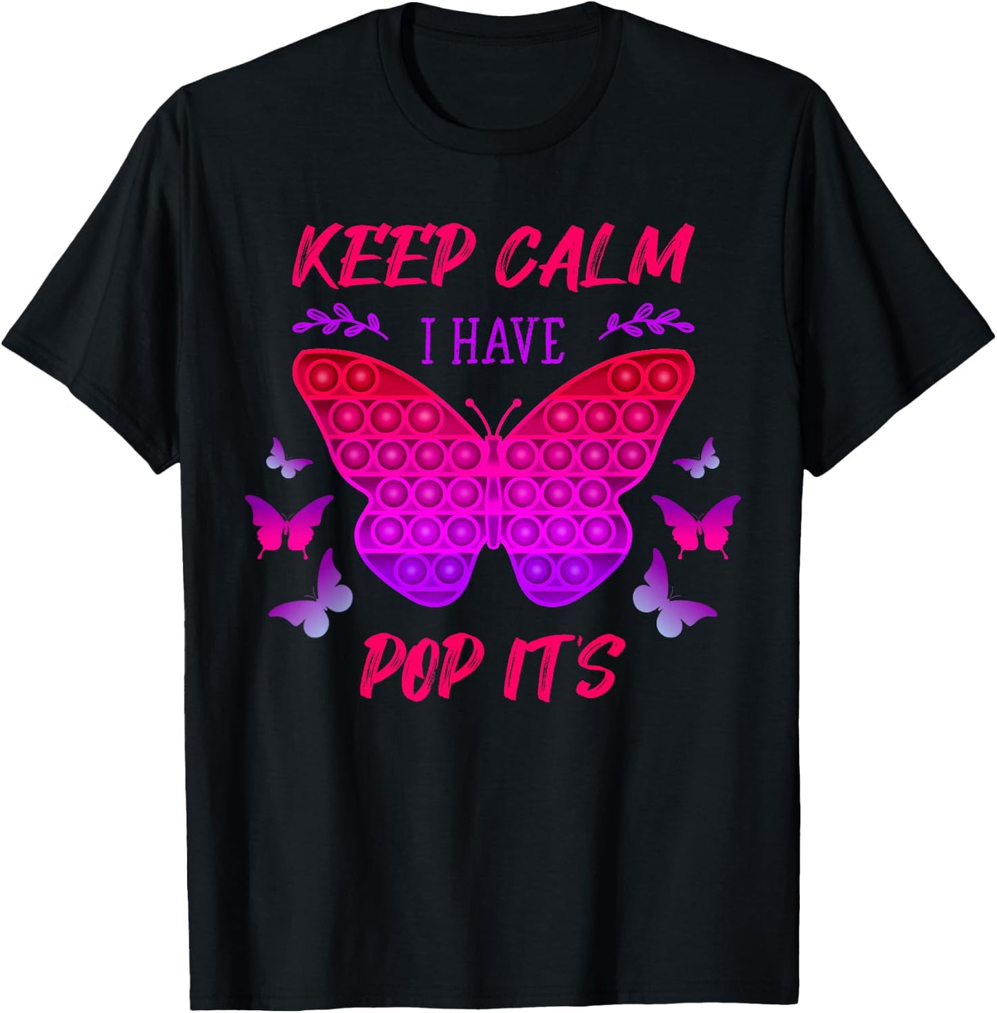 Fidget Toy Pop It for Girls Butterfly Fidget Toy T-Shirt - T-Shirt | Black