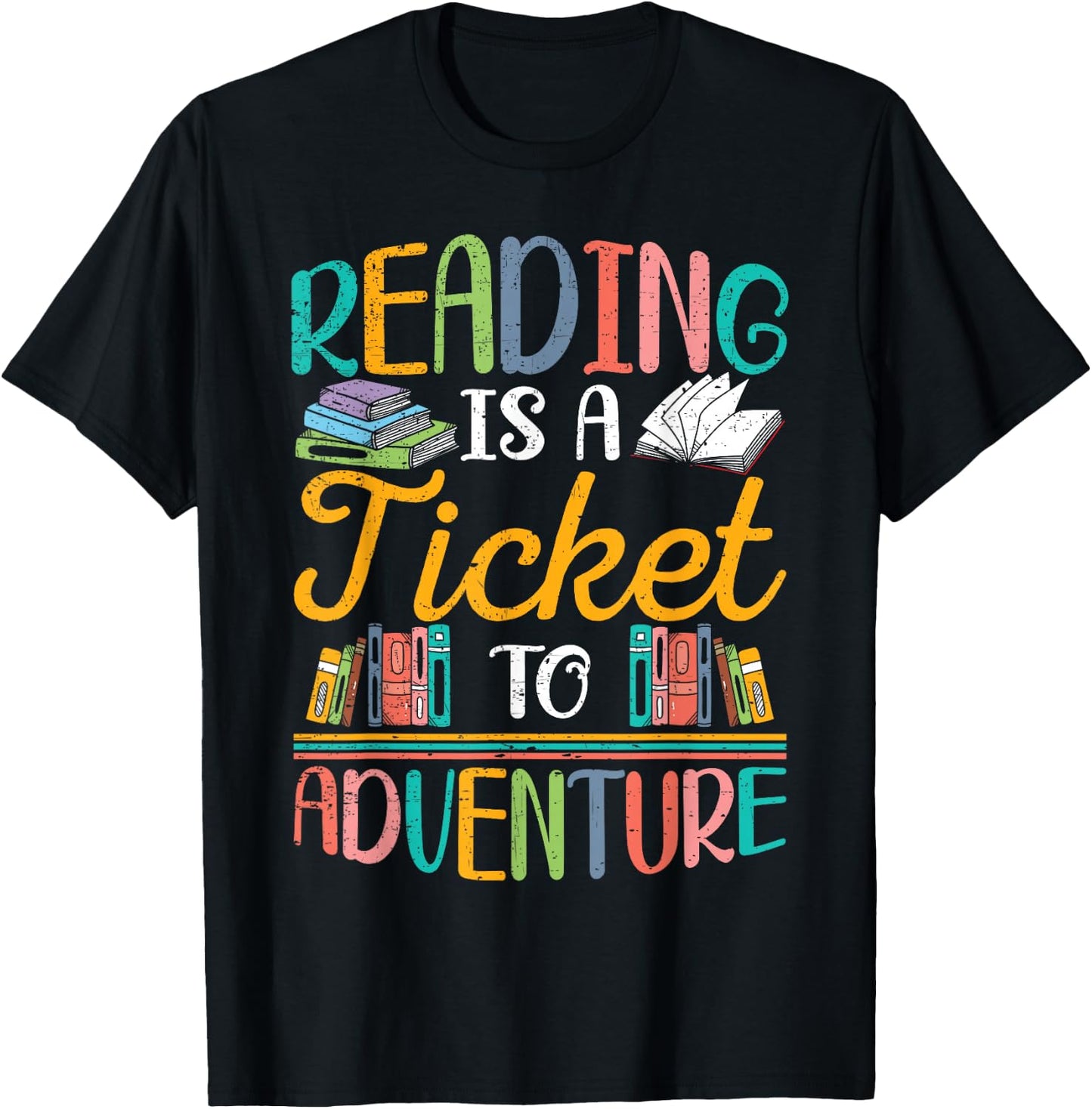 Reading Adventure Library Student Teacher Book Lovers T-Shirt - T-Shirt | Black