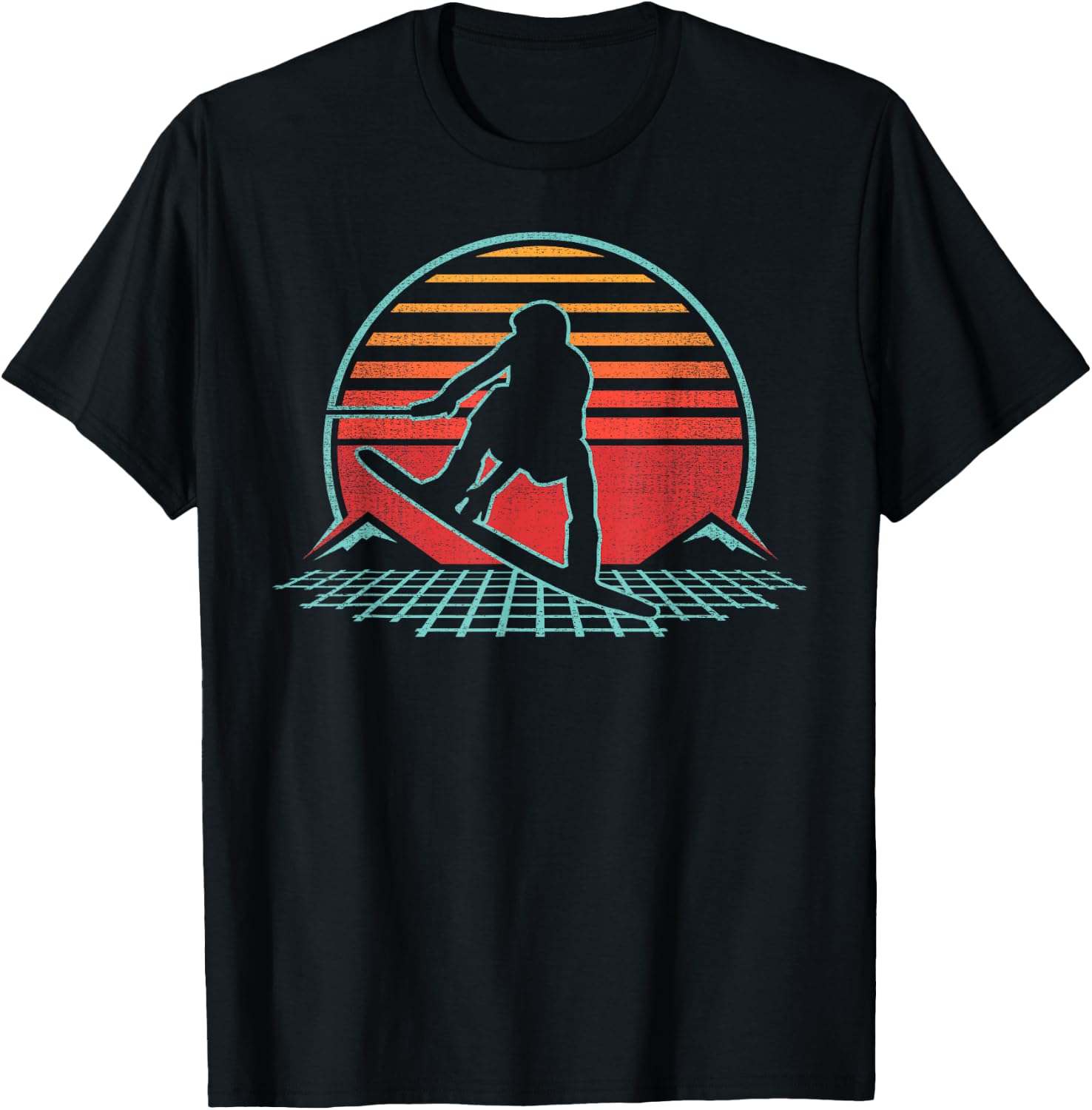 Wakeboard Retro Vintage 80s Style Wakeboarding Gift T-Shirt - T-Shirt | Black