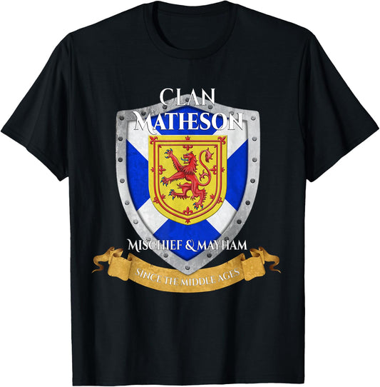 Matheson Scottish Family Clan Scotland Shield T-Shirt - T-Shirt | Black
