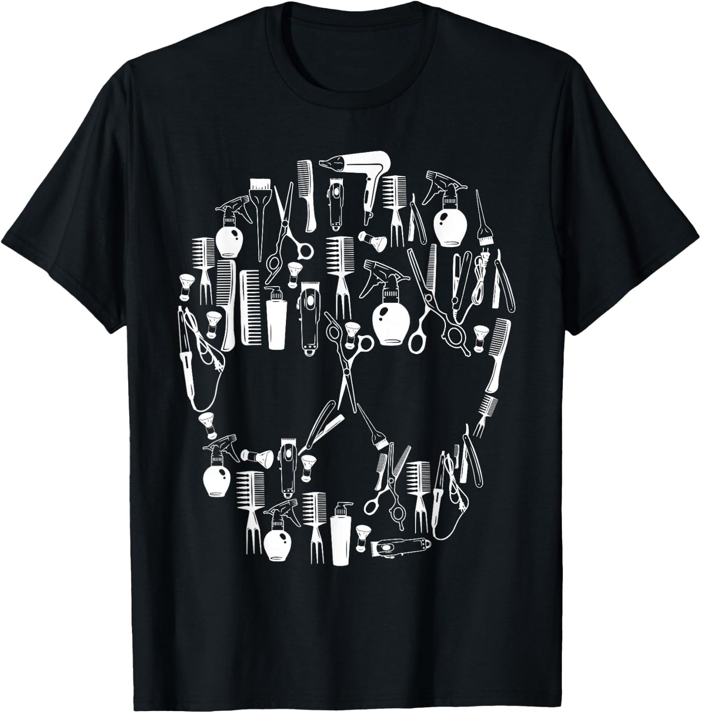 Barber Skull Gift Hairdresser Hair Stylist Hairdresser Salon T-Shirt - T-Shirt | Black