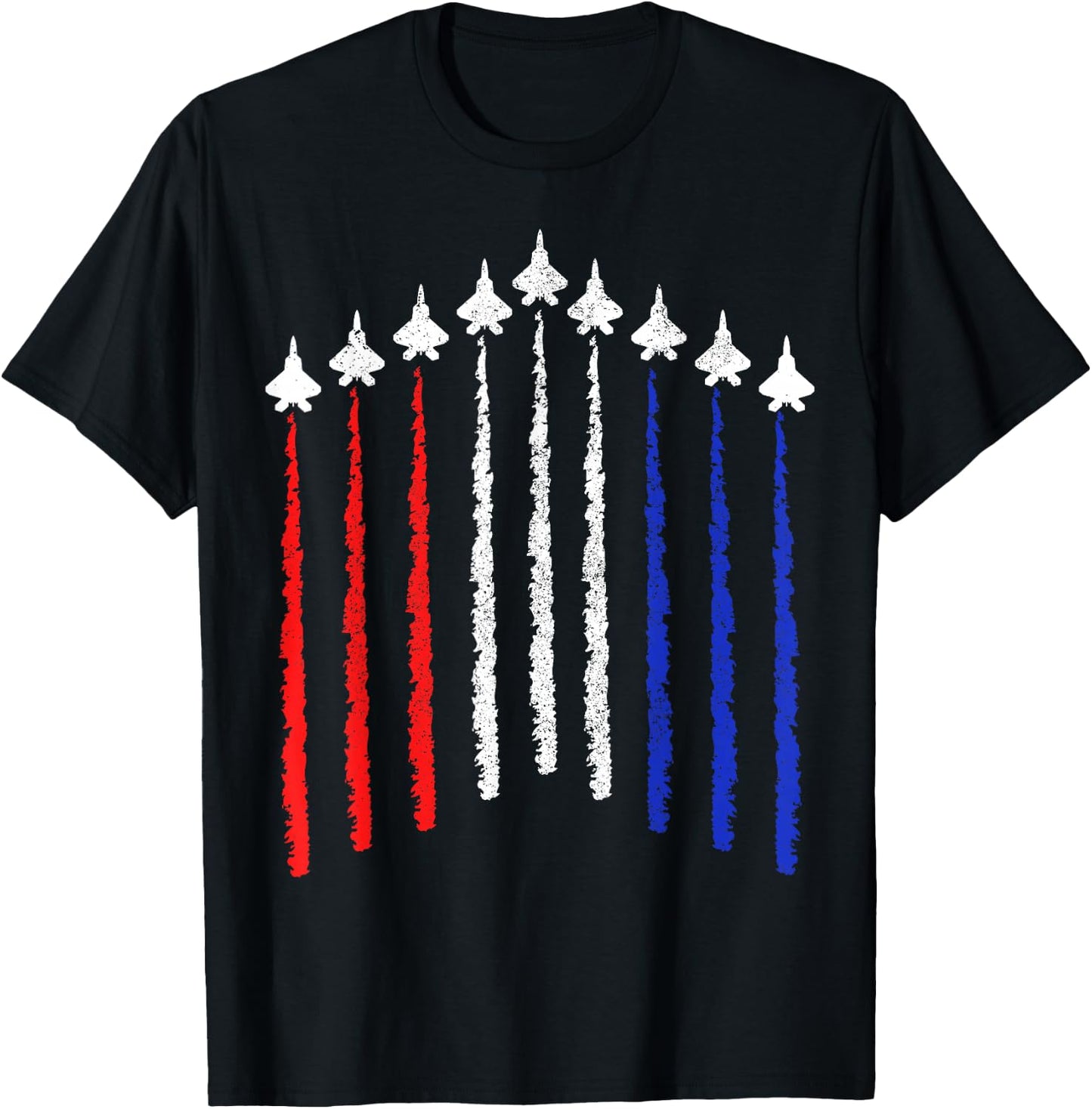 Jet Airplane Pilot Aviation Military Aircraft Patriotic T-Shirt - T-Shirt | Black