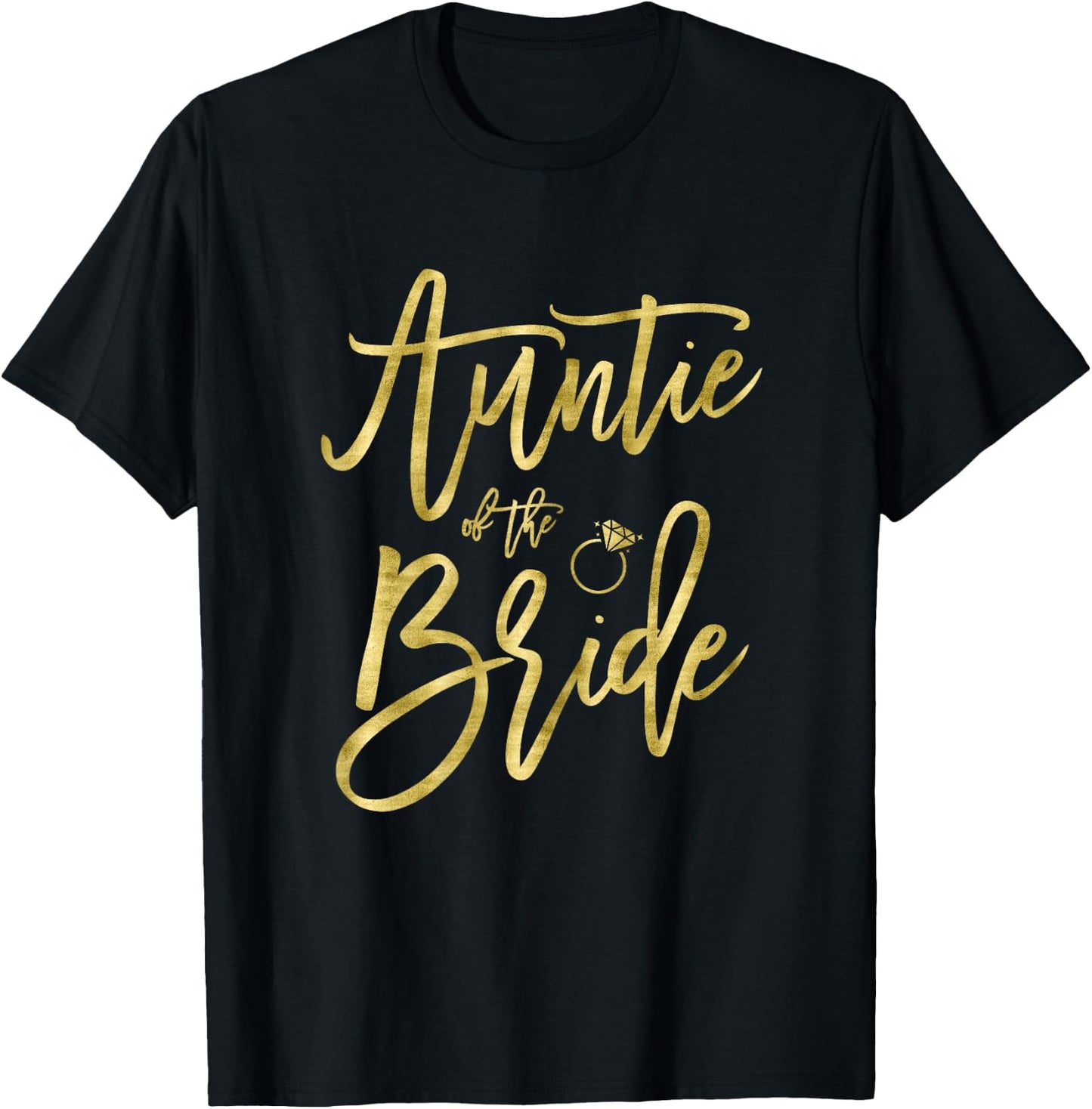 Auntie Of The Bride Shirt With Ring Graphics Dark Yellow T-Shirt - T-Shirt | Black