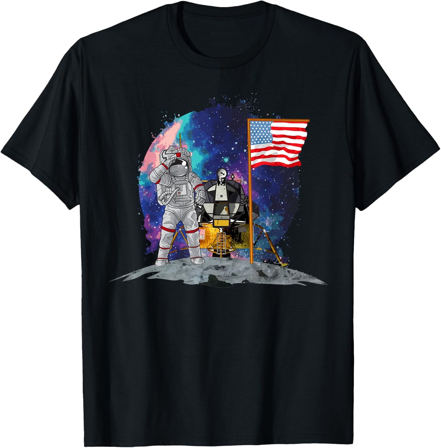 Moon Landing 50th Anniversary - US Astronaut on the Moon T-Shirt - T-Shirt | Black