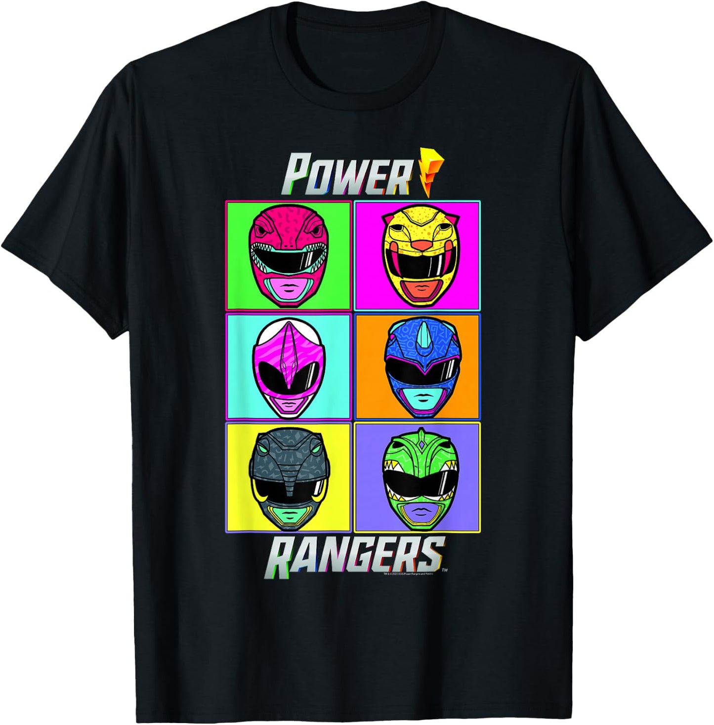 Power Rangers Pop Art Warhol Portrait Box Up T-Shirt - T-Shirt | Black