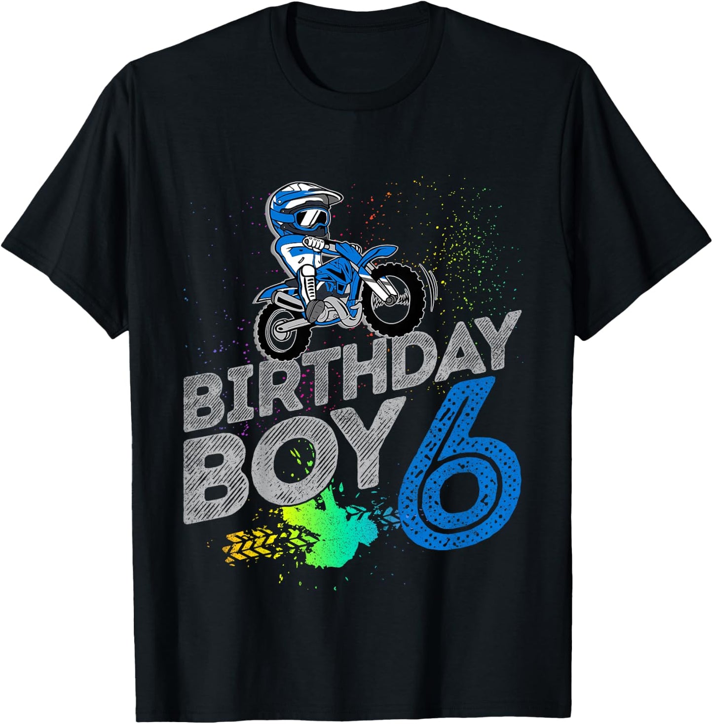 Kids Dirt Bike Rider 6 Years Old Motocross 6th Birthday Boy T-Shirt - T-Shirt | Black