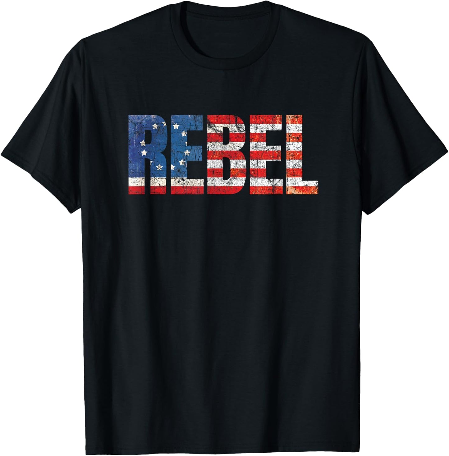 Rebel Betsy Ross American Flag 1776 Vintage Distressed T-Shirt - T-Shirt | Black