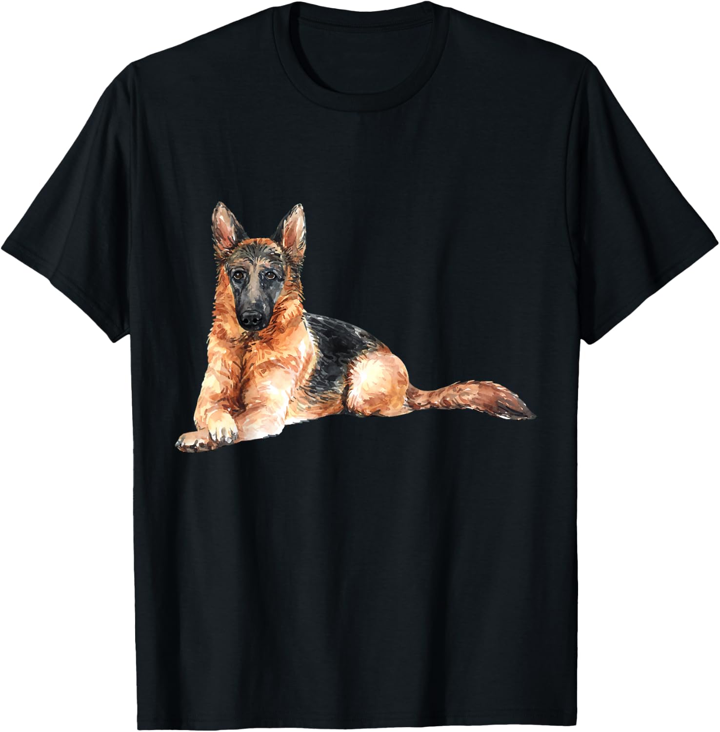 German Shepherd Watercolour for Dog Owners T-Shirt - T-Shirt | Black