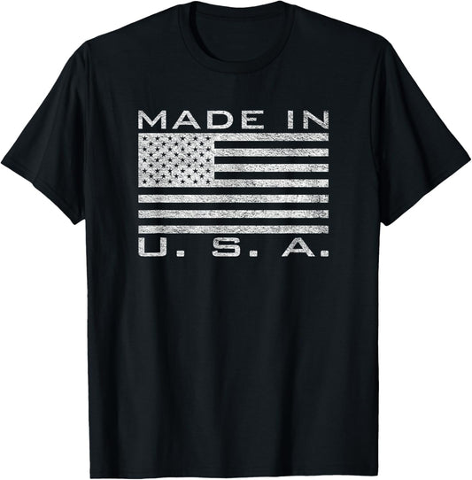 Made in Usa Made in America Us Flag Stars and Stripes T-Shirt - T-Shirt | Black