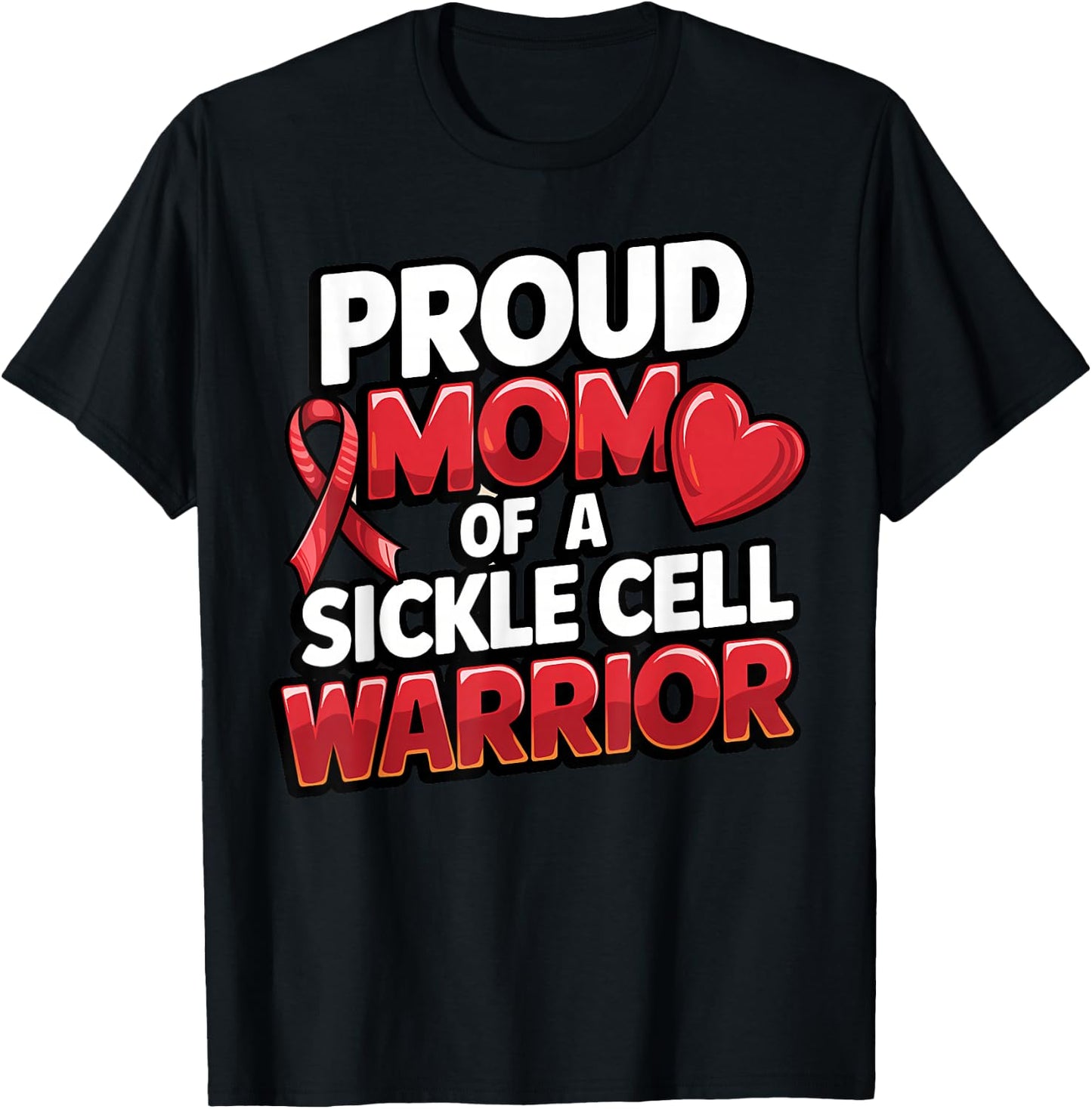 Sickle Cell Warrior Awareness Proud Mom Burgundy Ribbon T-Shirt - T-Shirt | Black