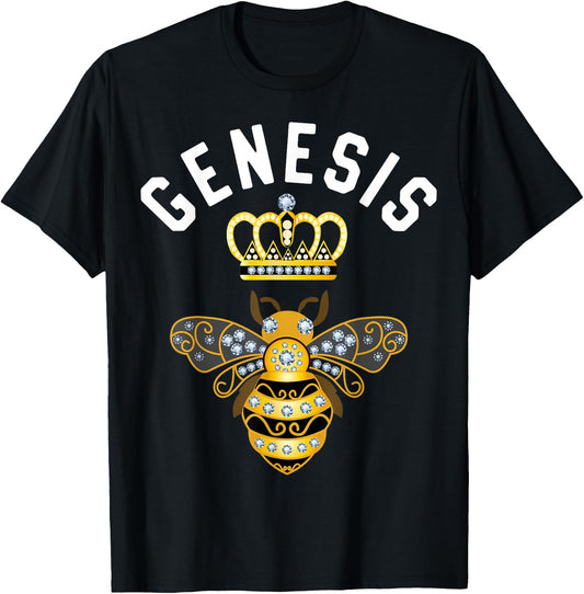 Genesis Name Genesis Birthday Gifts Queen Crown Bee Genesis T-Shirt - T-Shirt | Black