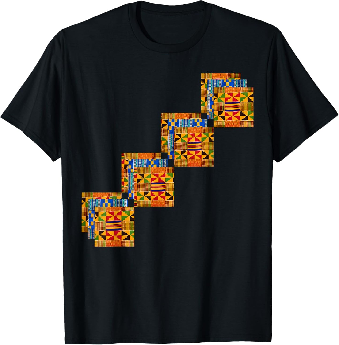 Traditional African Dashiki, Kente inspired Illustration T-Shirt - T-Shirt | Black