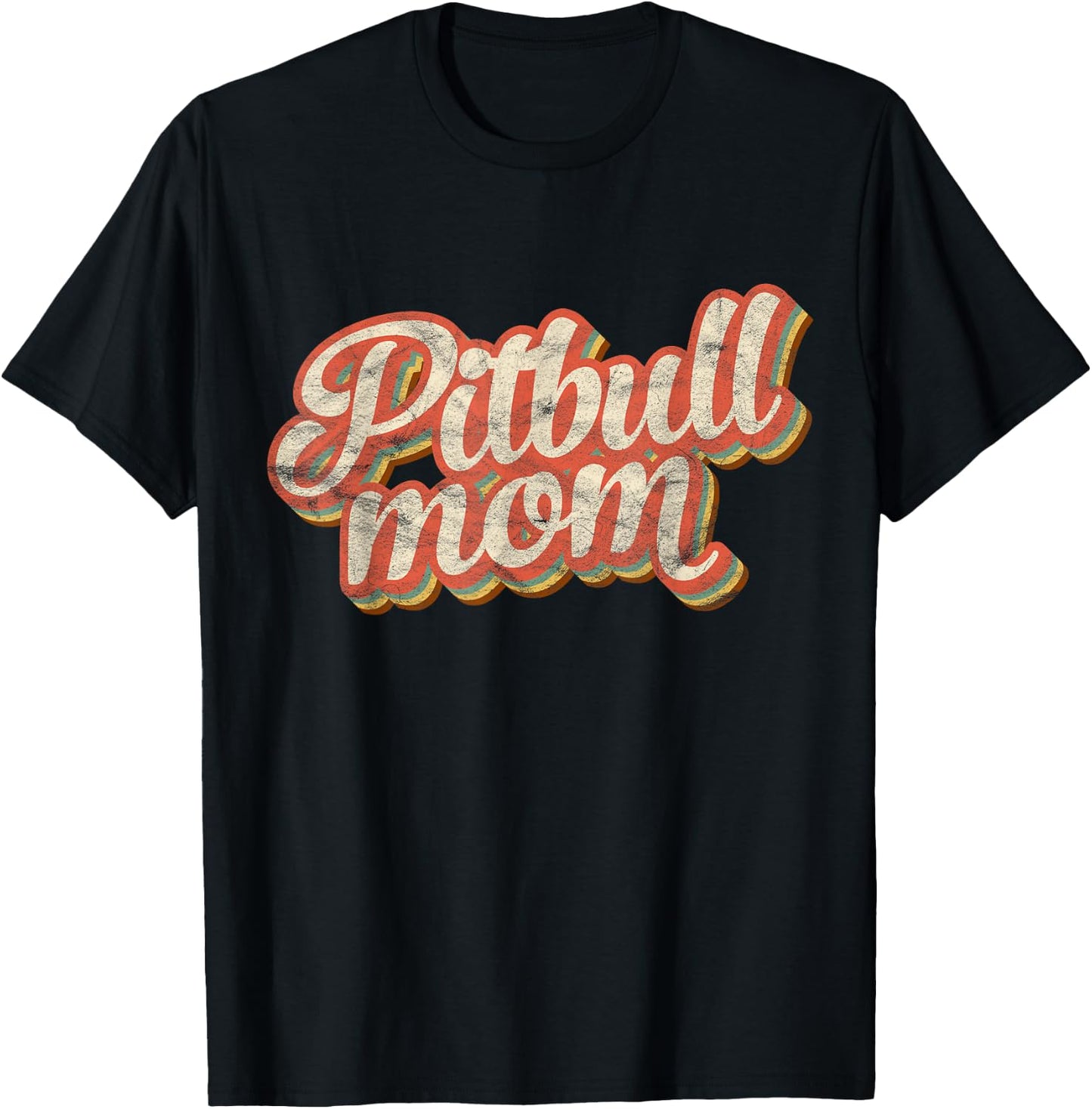 Vintage Pitbull Mom Gift Dog Lover Apparel Pet Pit bull Mama Men Women Girls Kids T-Shirt - T-Shirt | Black