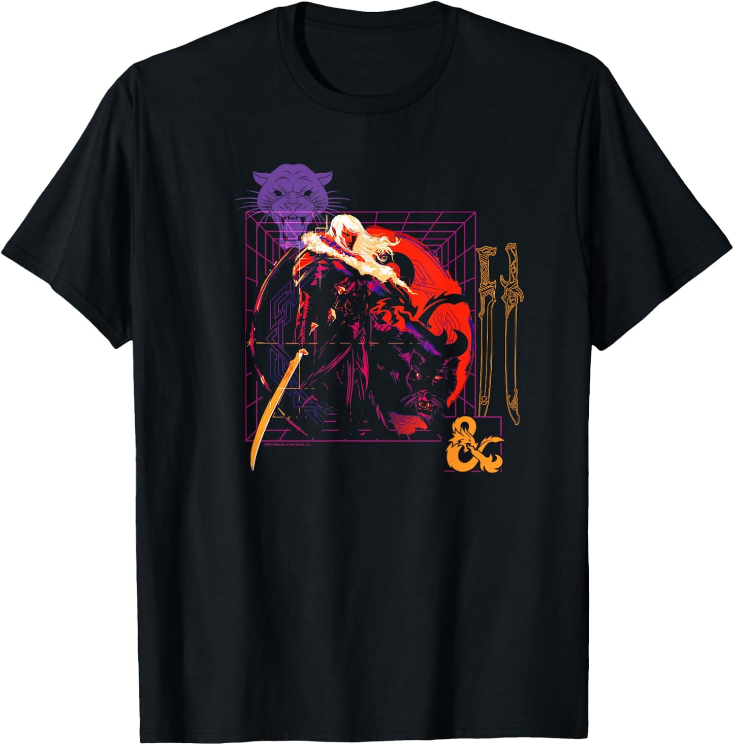 Dungeons & Dragons Drizzt Do'Urden Technical Weapons Grid T-Shirt - T-Shirt | Black