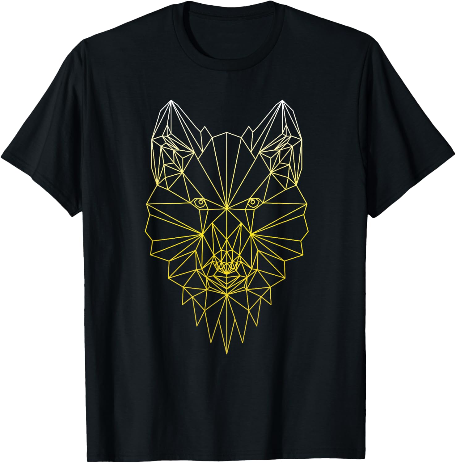 Wolf Geometric Abstract Gold Polygonal Apparel Item T-Shirt - T-Shirt | Black