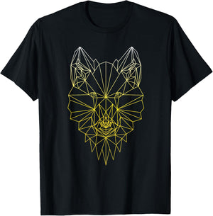 Wolf Geometric Abstract Gold Polygonal Apparel Item T-Shirt - T-Shirt | Black