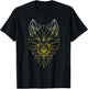 Wolf Geometric Abstract Gold Polygonal Apparel Item T-Shirt - T-Shirt | Black