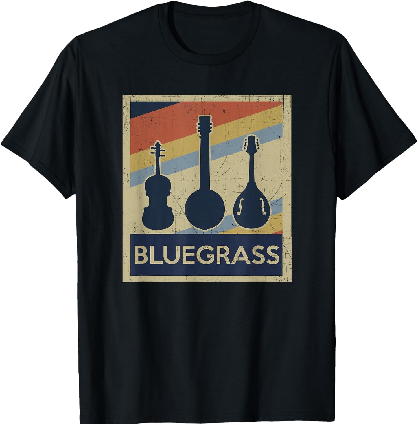 Bluegrass Vintage Music Instruments Retro T-Shirt - T-Shirt | Black