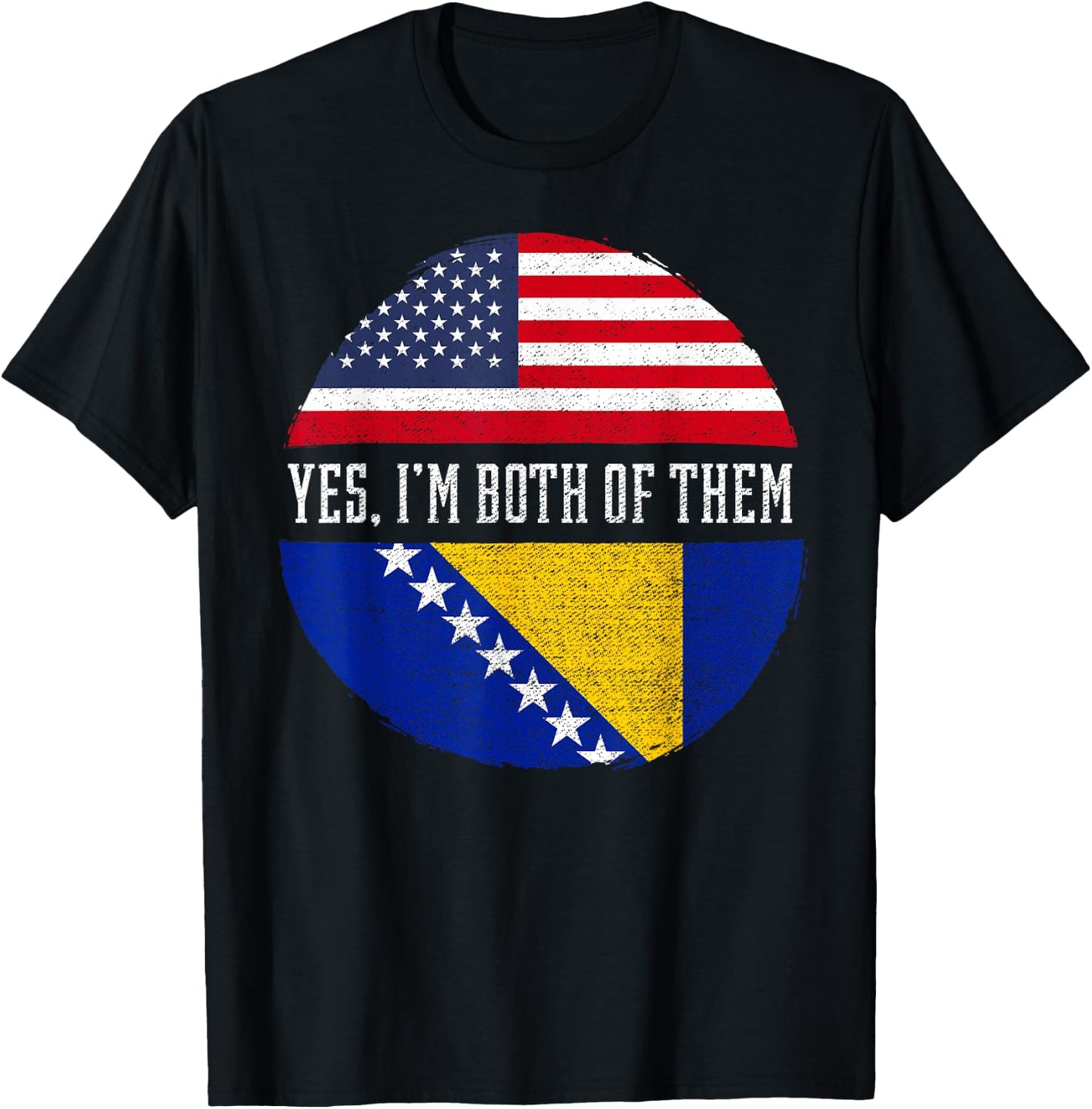 Half American Bosnian Herzegovinian Bosnia and Herzegovina T-Shirt - T-Shirt | Black