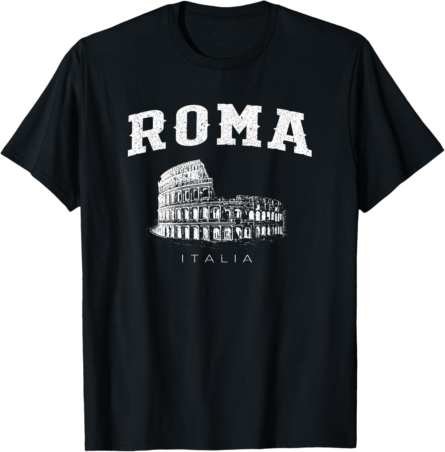 Distressed Roma Italia Colosseum Vintage Italy Rome T-Shirt - T-Shirt | Black