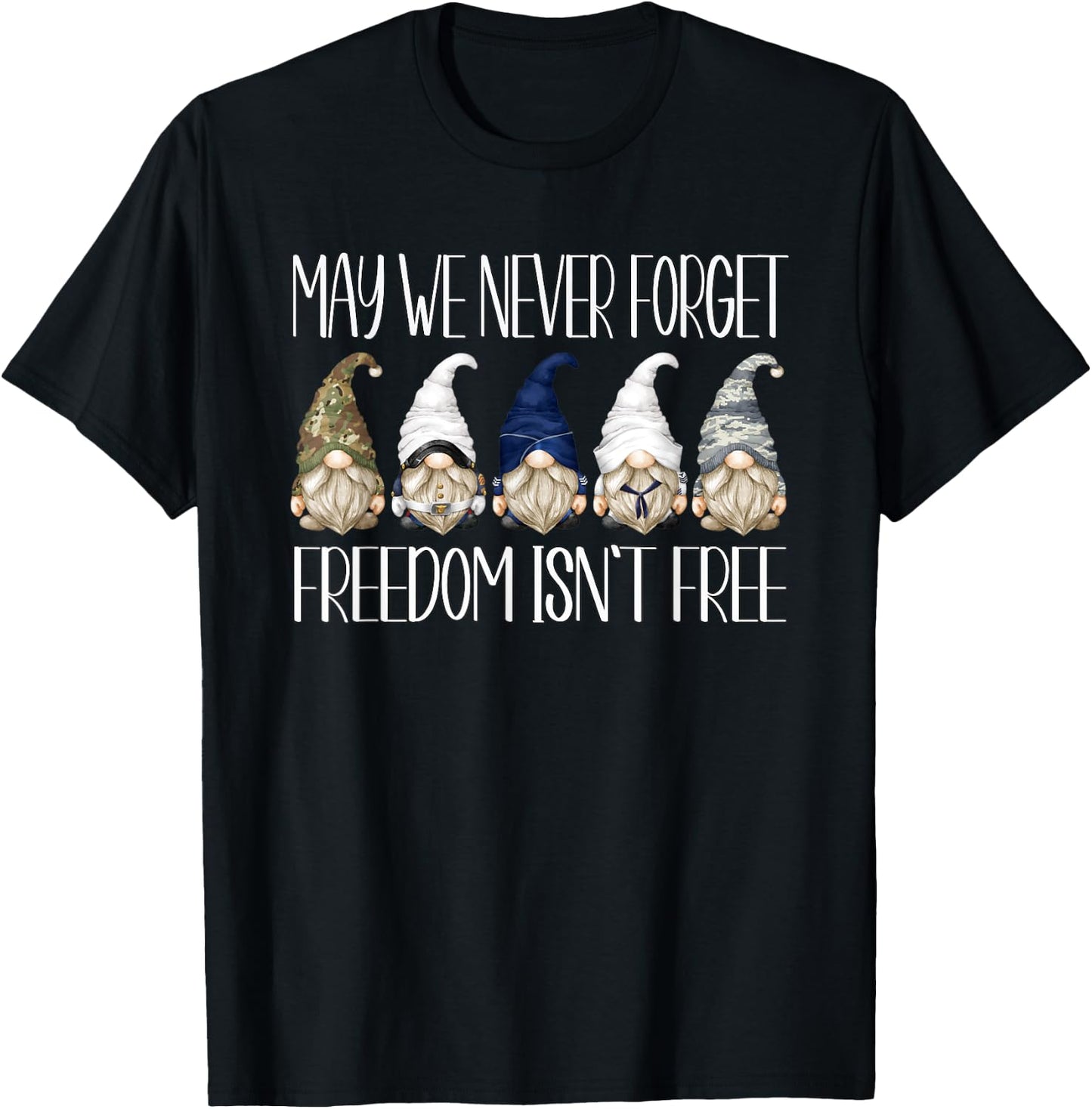 Unique Military Dad Gnomes For Veteran Memorial Day Gnome T-Shirt - T-Shirt | Black