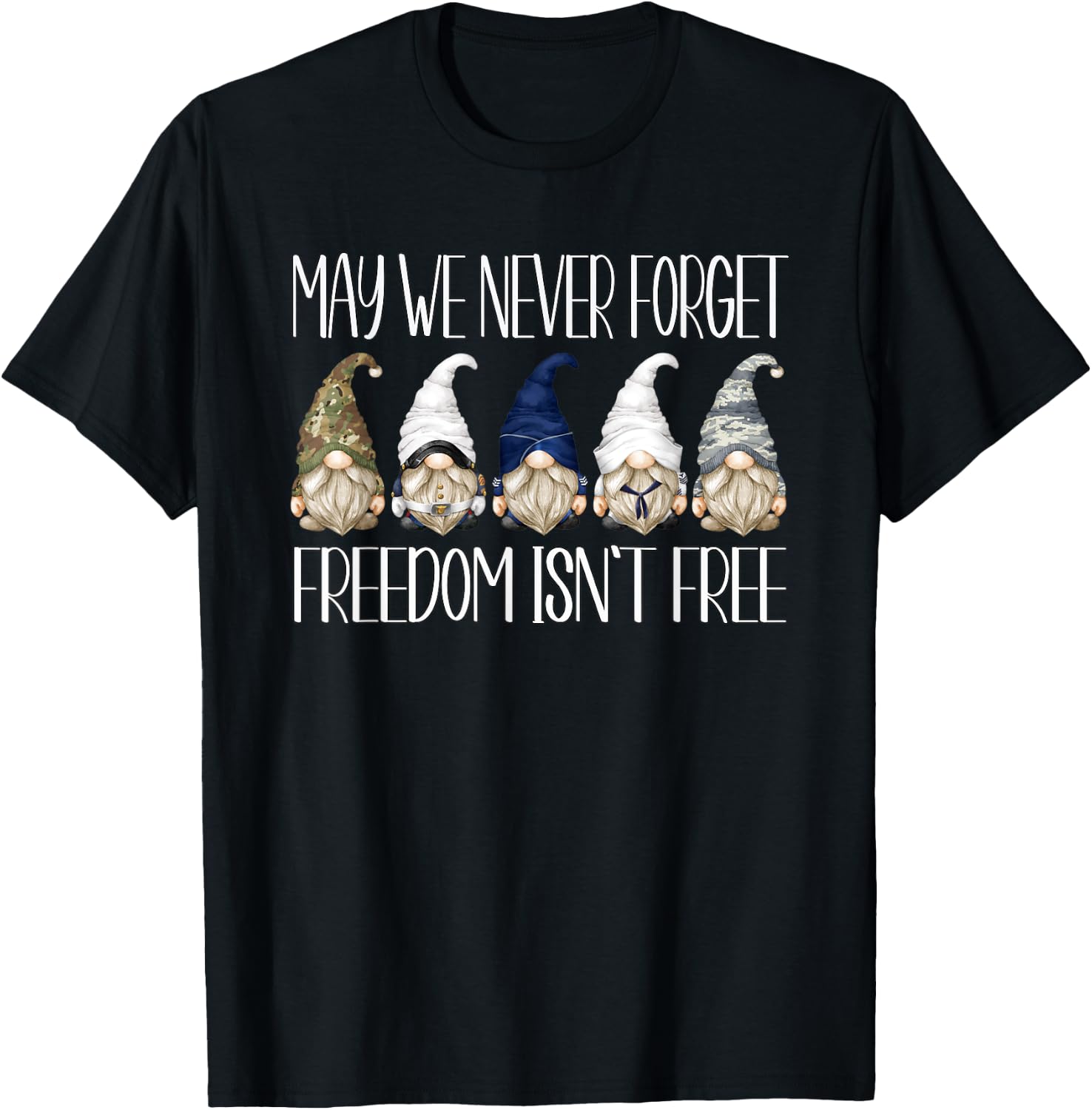 Unique Military Dad Gnomes For Veteran Memorial Day Gnome T-Shirt - T-Shirt | Black
