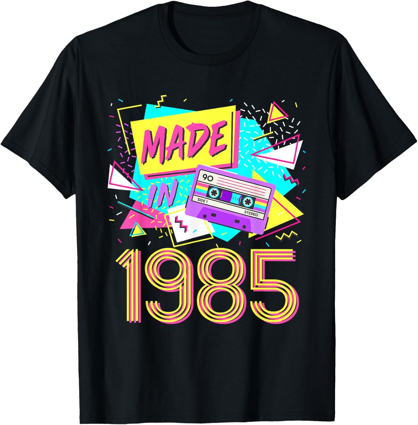 Made in 1985 37 Years Old Retro Vintage 80s 37th Birthday T-Shirt - T-Shirt | Black