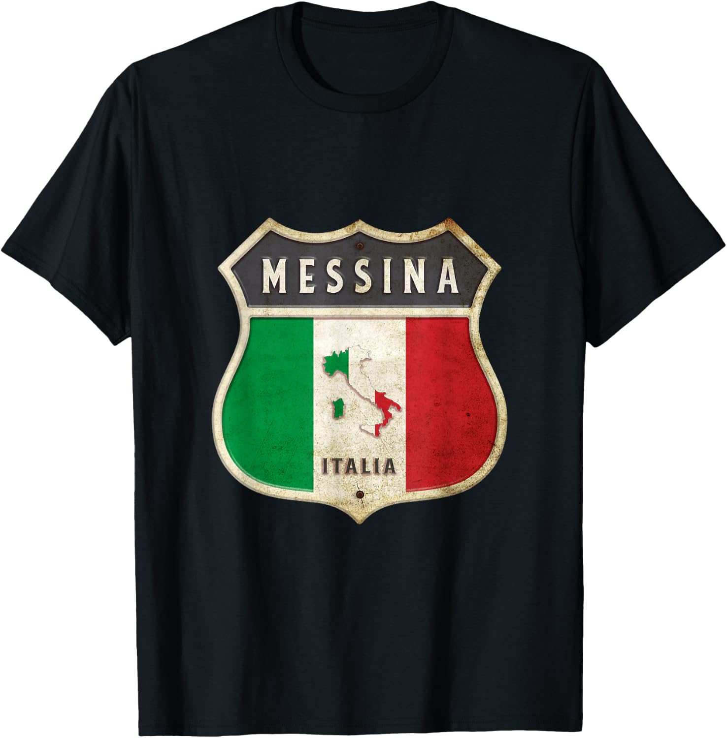 Messina Italy Sicily Coat of Arms Flag City / Gift T-Shirt - T-Shirt | Black