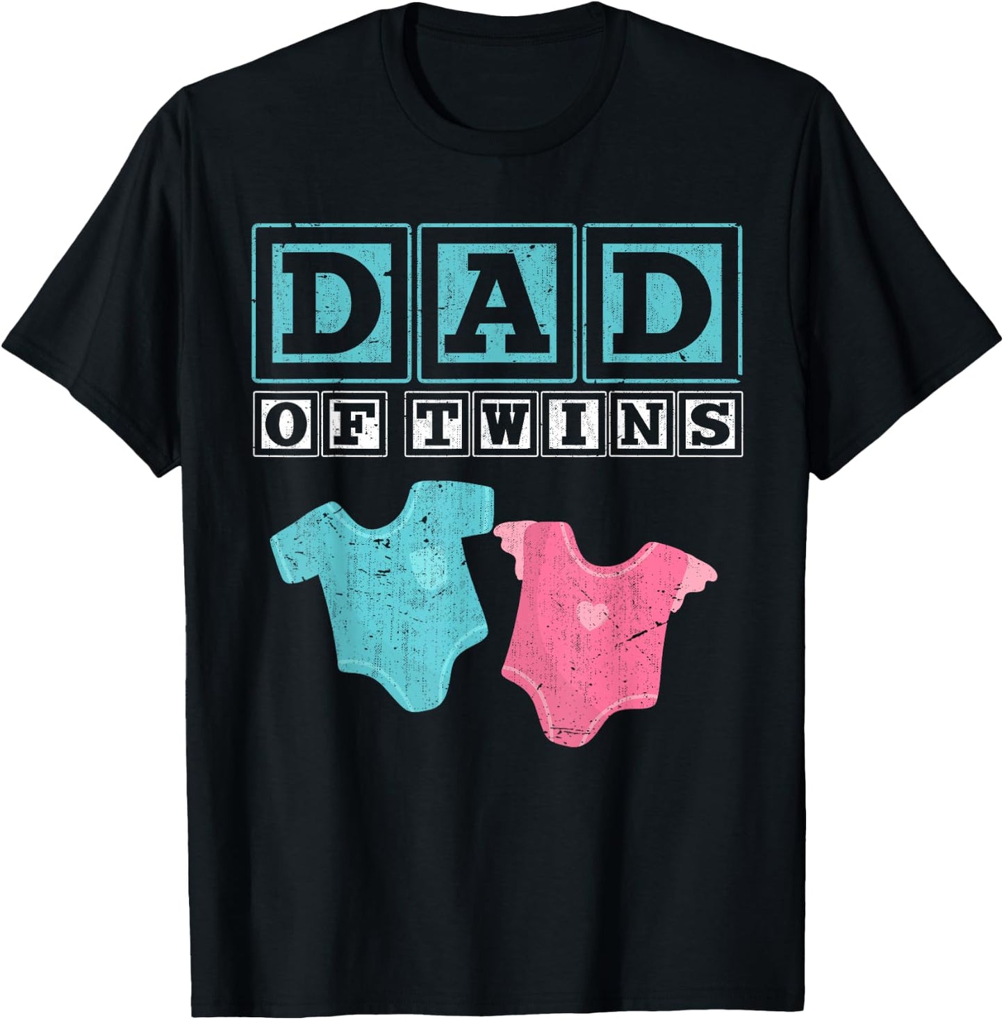 Dad of Twins Family Daddy Fathers Day Future Parents T-Shirt - T-Shirt | Black