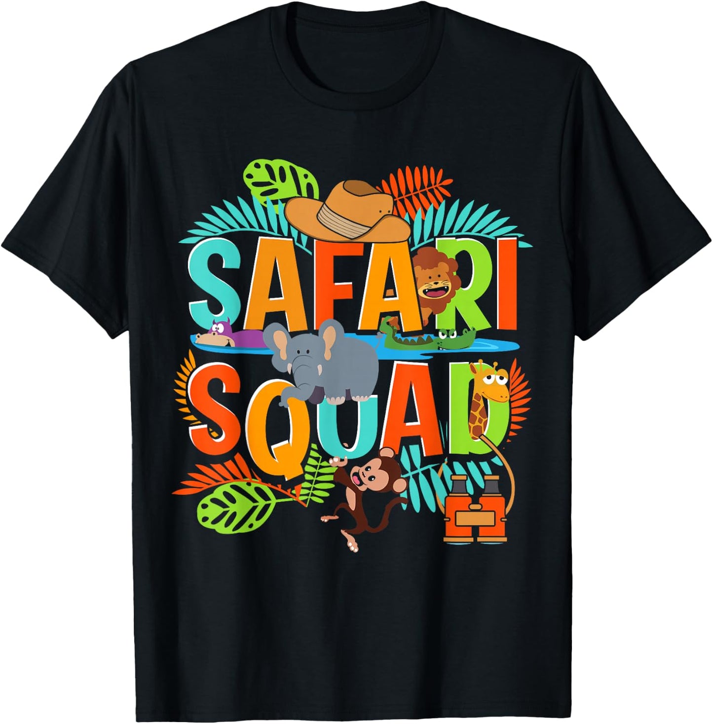 Safari Squad Zoo African Animals T-Shirt - T-Shirt | Black